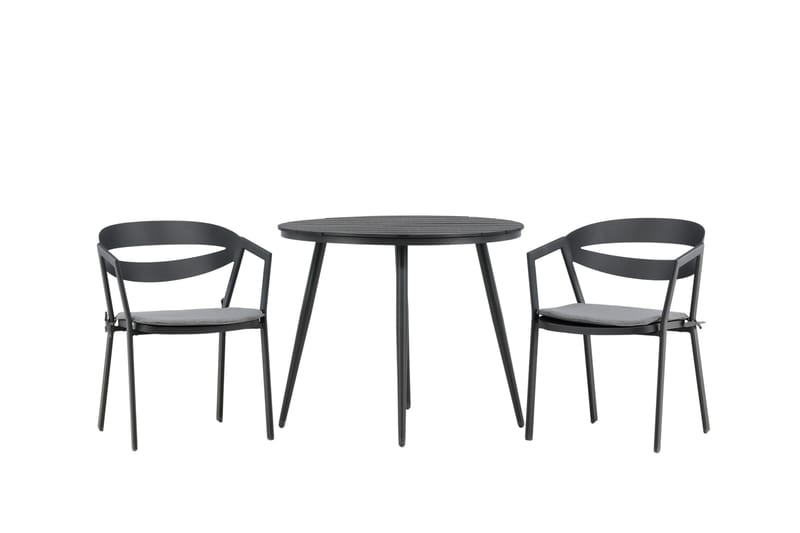 Break Cafégrupp Rund 90 cm + 2 Slit Matstol, Svart