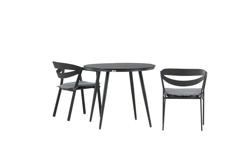 Break Cafégrupp Rund 90 cm + 2 Slit Matstol - Svart - Utemöbler - Balkong - Balkongmöbler - Balkonggrupper