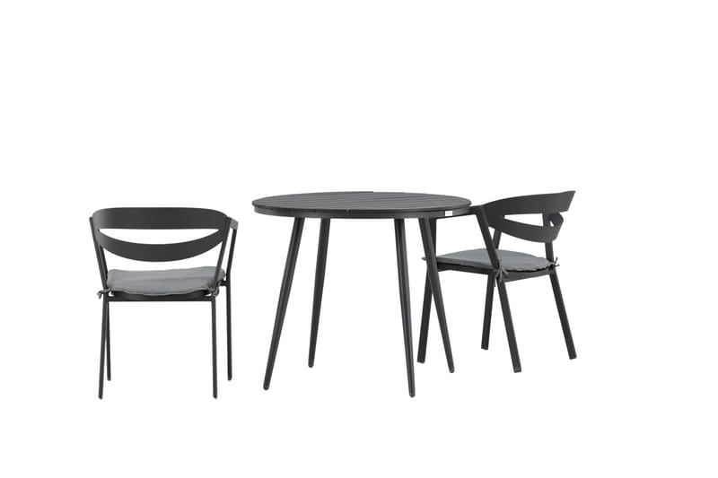 Break Cafégrupp Rund 90 cm + 2 Slit Matstol - Svart - Utemöbler - Balkong - Balkongmöbler - Balkonggrupper