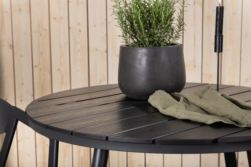 Break Cafégrupp Rund 90 cm + 2 Slit Matstol - Svart - Utemöbler - Balkong - Balkongmöbler - Balkonggrupper