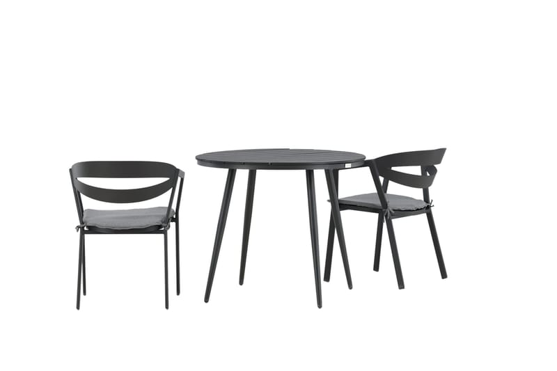 Break Cafégrupp Rund 90 cm + 2 Slit Matstol - Svart - Utemöbler - Balkong - Balkongmöbler - Balkonggrupper