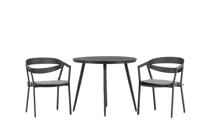 Break Cafégrupp Rund 90 cm + 2 Slit Matstol, Svart