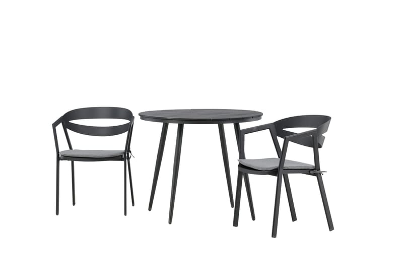 Break Cafégrupp Rund 90 cm + 2 Slit Matstol - Svart - Utemöbler - Balkong - Balkongmöbler - Balkonggrupper