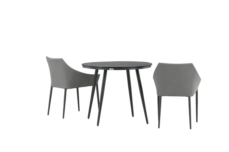 Break Caférupp Rund 90 cm + 2 Spoga Matstol - Grå/Svart - Utemöbler - Balkong - Balkongmöbler - Balkonggrupper