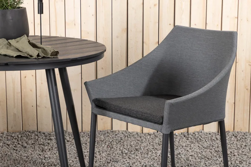 Break Caférupp Rund 90 cm + 2 Spoga Matstol - Grå/Svart - Utemöbler - Balkong - Balkongmöbler - Balkonggrupper