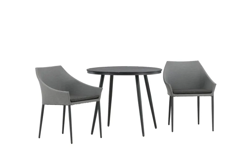 Break Caférupp Rund 90 cm + 2 Spoga Matstol - Grå/Svart - Utemöbler - Balkong - Balkongmöbler - Balkonggrupper