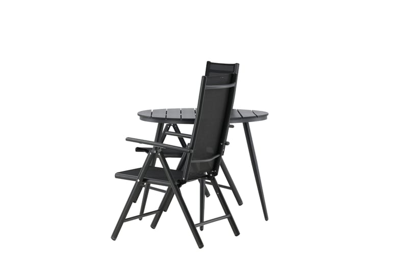 Break Caféset Rund Ø90 cm + 2 Break Positionsstol - Svart - Utemöbler - Balkong - Balkongmöbler - Balkonggrupper