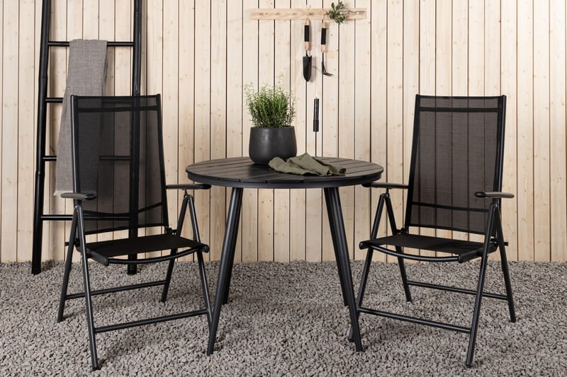 BREAK Caféset Rund Ø90 cm + 2 Break Positionsstol Svart - Venture Home - Caféset - Balkonggrupper