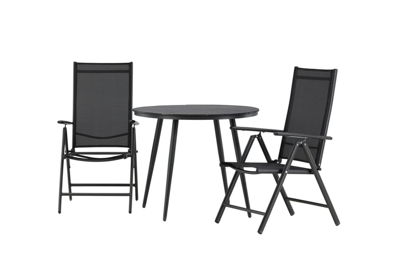 Break Caféset Rund Ø90 cm + 2 Break Positionsstol - Svart - Utemöbler - Balkong - Balkongmöbler - Balkonggrupper