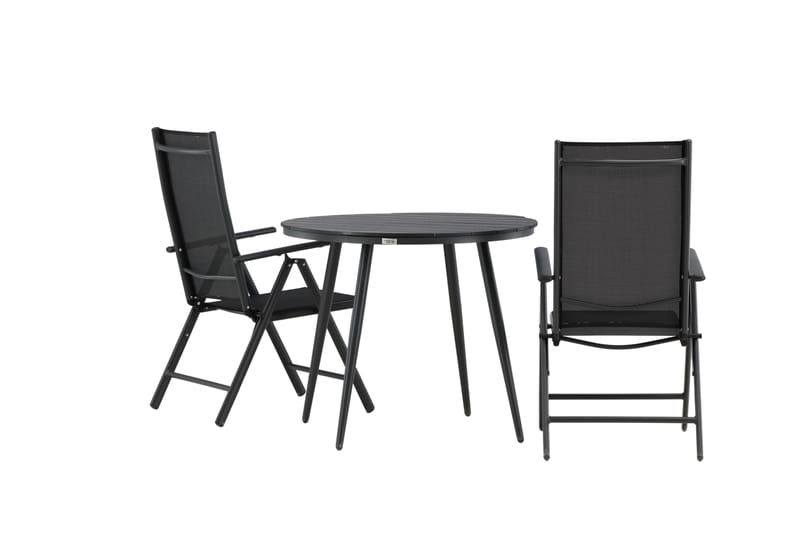 Break Caféset Rund Ø90 cm + 2 Break Positionsstol - Svart - Utemöbler - Balkong - Balkongmöbler - Balkonggrupper