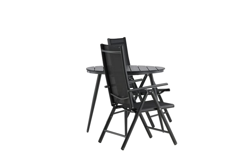 Break Caféset Rund Ø90 cm + 2 Break Positionsstol - Svart - Utemöbler - Balkong - Balkongmöbler - Balkonggrupper