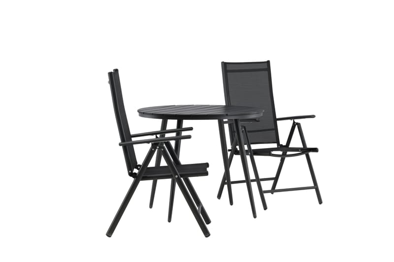 Break Caféset Rund Ø90 cm + 2 Break Positionsstol - Svart - Utemöbler - Balkong - Balkongmöbler - Balkonggrupper