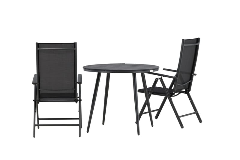 Break Caféset Rund Ø90 cm + 2 Break Positionsstol - Svart - Utemöbler - Balkong - Balkongmöbler - Balkonggrupper