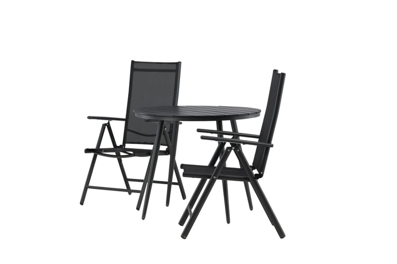 Break Caféset Rund Ø90 cm + 2 Break Positionsstol - Svart - Utemöbler - Balkong - Balkongmöbler - Balkonggrupper