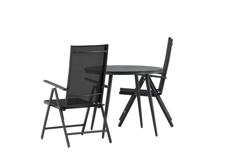 Break Caféset Rund Ø90 cm + 2 Break Positionsstol - Svart - Utemöbler - Balkong - Balkongmöbler - Balkonggrupper