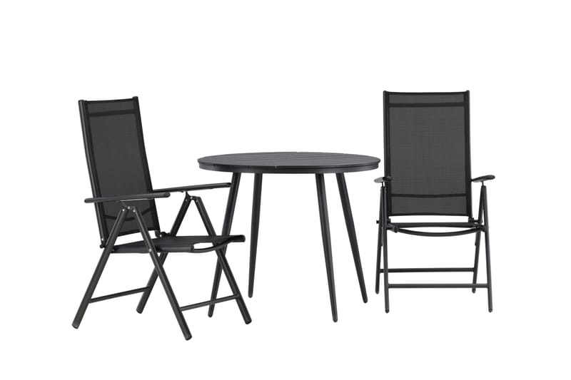 Break Caféset Rund Ø90 cm + 2 Break Positionsstol - Svart - Utemöbler - Balkong - Balkongmöbler - Balkonggrupper
