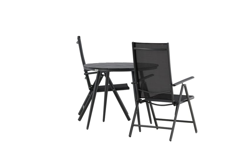 Break Caféset Rund Ø90 cm + 2 Break Positionsstol - Svart - Utemöbler - Balkong - Balkongmöbler - Balkonggrupper