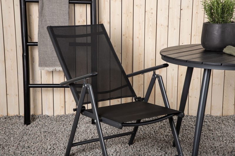 Break Caféset Rund Ø90 cm + 2 Break Positionsstol - Svart - Utemöbler - Balkong - Balkongmöbler - Balkonggrupper