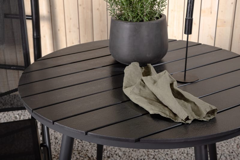 Break Caféset Rund Ø90 cm + 2 Break Positionsstol - Svart - Utemöbler - Balkong - Balkongmöbler - Balkonggrupper