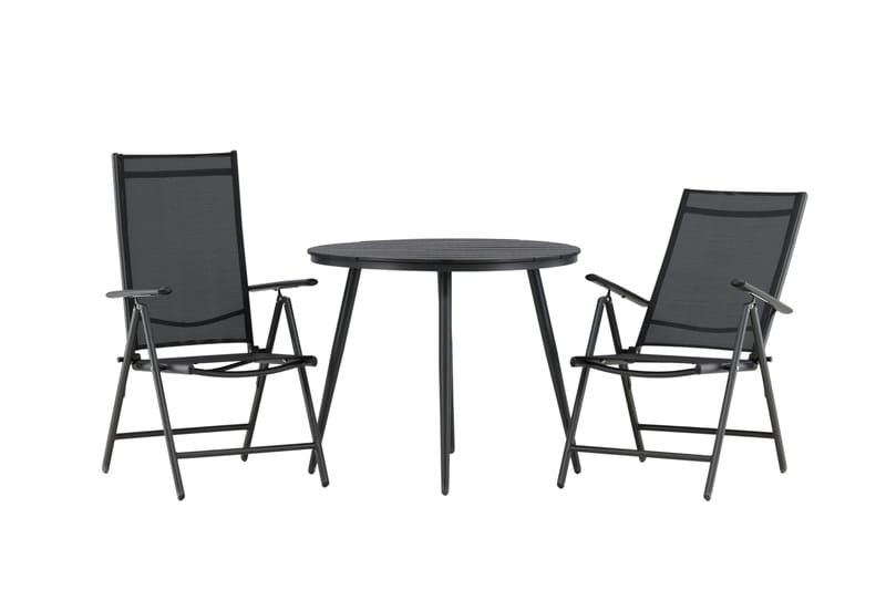 Break Caféset Rund Ø90 cm + 2 Break Positionsstol - Svart - Utemöbler - Balkong - Balkongmöbler - Balkonggrupper