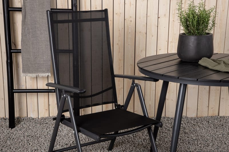 Break Caféset Rund Ø90 cm + 2 Break Positionsstol - Svart - Utemöbler - Balkong - Balkongmöbler - Balkonggrupper