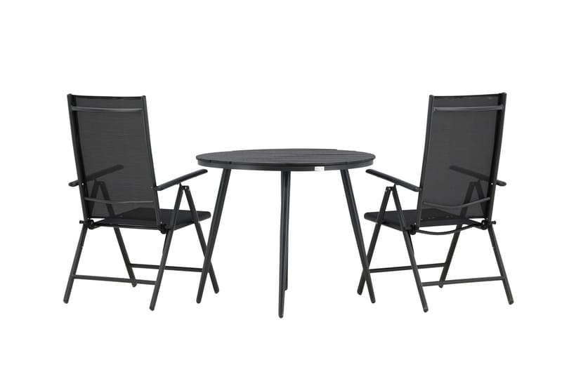 Break Caféset Rund Ø90 cm + 2 Break Positionsstol - Svart - Utemöbler - Balkong - Balkongmöbler - Balkonggrupper