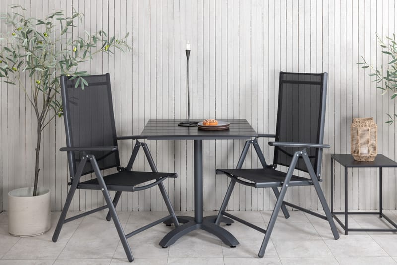 Colorado Caféset 70 cm + 2 Break Positionsstolar - Svart - Utemöbler - Balkong - Balkongmöbler - Balkonggrupper