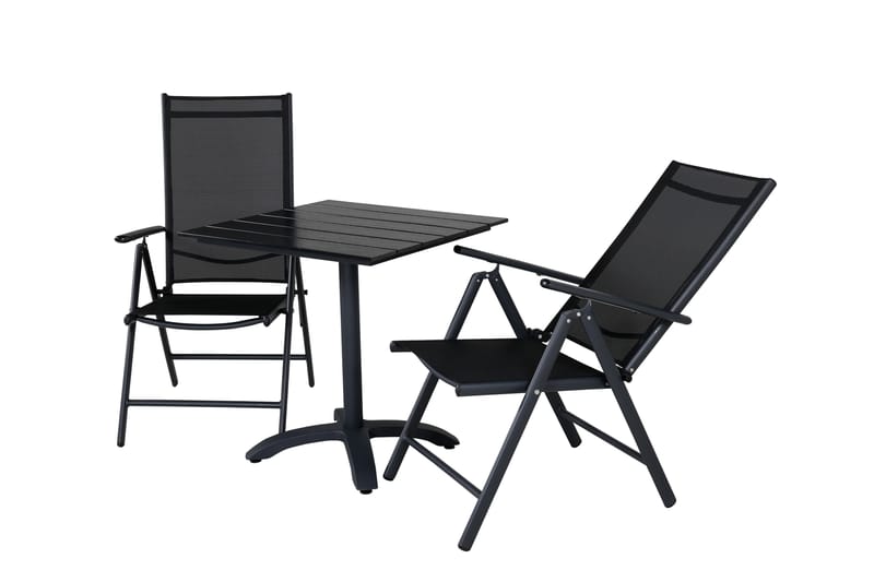Colorado Caféset 70 cm + 2 Break Positionsstolar - Svart - Utemöbler - Balkong - Balkongmöbler - Balkonggrupper