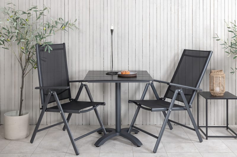 Colorado Caféset 70 cm + 2 Break Positionsstolar - Svart - Utemöbler - Balkong - Balkongmöbler - Balkonggrupper