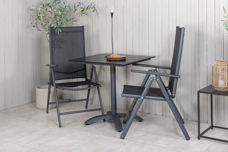 Colorado Caféset 70 cm + 2 Break Positionsstolar - Svart - Utemöbler - Balkong - Balkongmöbler - Balkonggrupper