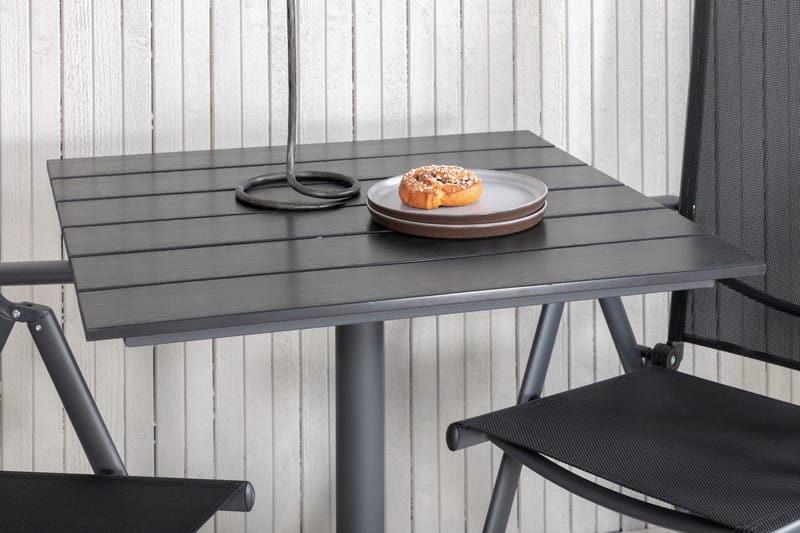 Colorado Caféset 70 cm + 2 Break Positionsstolar - Svart - Utemöbler - Balkong - Balkongmöbler - Balkonggrupper