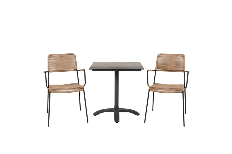 Colorado Caféset 70 cm + 2 Lindos Utefåtöljer - Svart - Utemöbler - Balkong - Balkongmöbler - Balkonggrupper