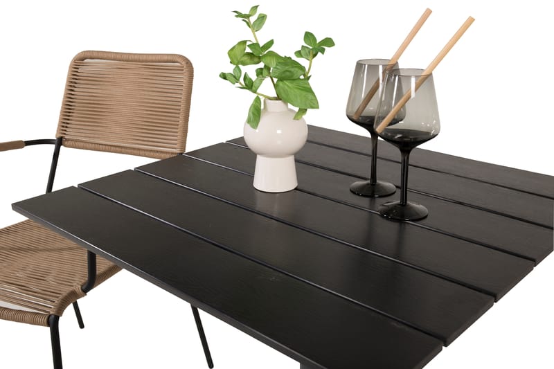 Colorado Caféset 70 cm + 2 Lindos Utefåtöljer - Svart - Utemöbler - Balkong - Balkongmöbler - Balkonggrupper