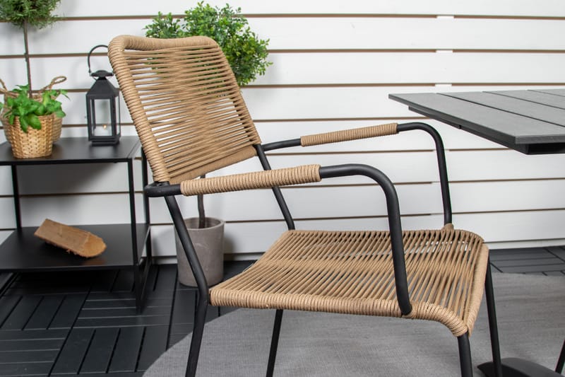 Colorado Caféset 70 cm + 2 Lindos Utefåtöljer - Svart - Utemöbler - Balkong - Balkongmöbler - Balkonggrupper