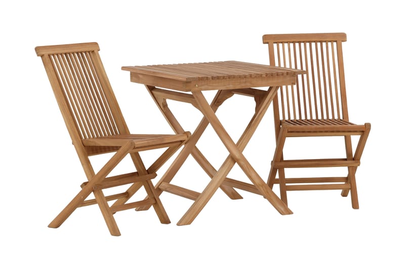 Ghana Caféset 70 cm + 2 Kenya Hopfällbara Karmsttolar - Brun - Utemöbler - Balkong - Balkongmöbler - Balkonggrupper