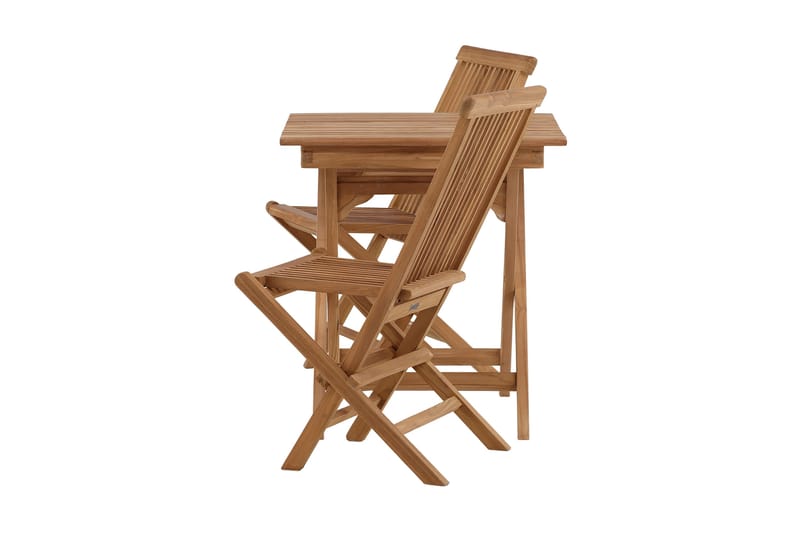 Ghana Caféset 70 cm + 2 Kenya Hopfällbara Karmsttolar - Brun - Utemöbler - Balkong - Balkongmöbler - Balkonggrupper