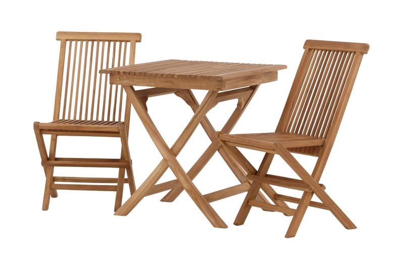 Ghana Caféset 70 cm + 2 Kenya Hopfällbara Karmsttolar - Brun - Utemöbler - Balkong - Balkongmöbler - Balkonggrupper