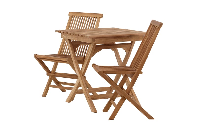 Ghana Caféset 70 cm + 2 Kenya Hopfällbara Karmsttolar - Brun - Utemöbler - Balkong - Balkongmöbler - Balkonggrupper