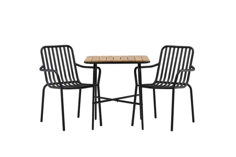 Holmbeck Caféset 70 cm + 2 st Peking Karmstolar - Svart/Brun - Utemöbler - Utegrupp - Caféset
