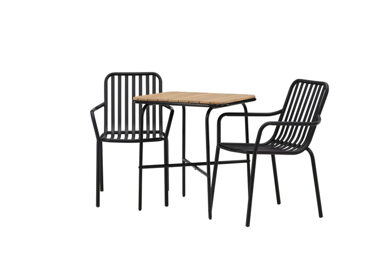 Holmbeck Caféset 70 cm + 2 st Peking Karmstolar - Svart/Brun - Utemöbler - Utegrupp - Caféset