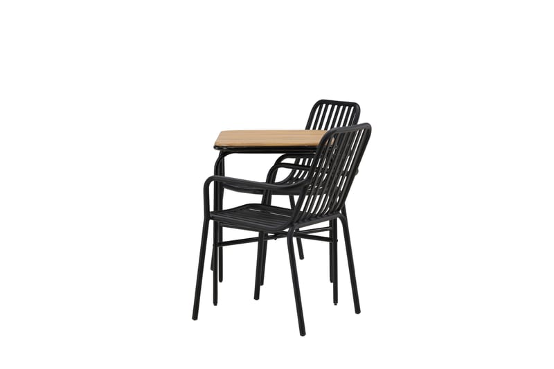 Holmbeck Caféset 70 cm + 2 st Peking Karmstolar - Svart/Brun - Utemöbler - Utegrupp - Caféset