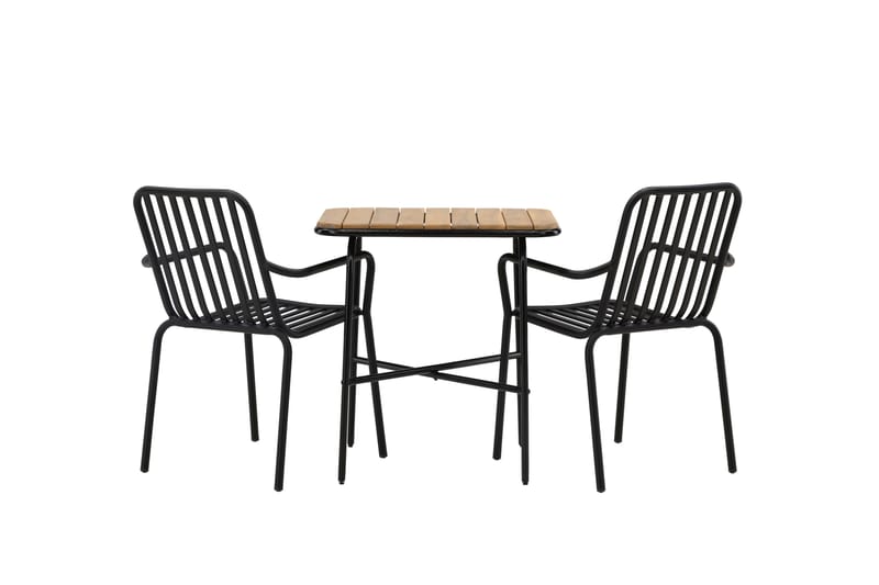 Holmbeck Caféset 70 cm + 2 st Peking Karmstolar - Svart/Brun - Utemöbler - Utegrupp - Caféset