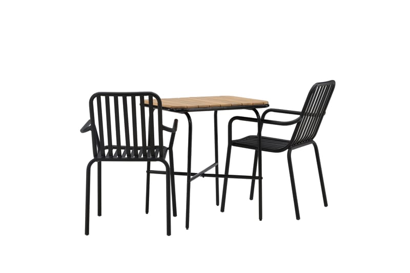 Holmbeck Caféset 70 cm + 2 st Peking Karmstolar - Svart/Brun - Utemöbler - Balkong - Balkongmöbler - Balkonggrupper
