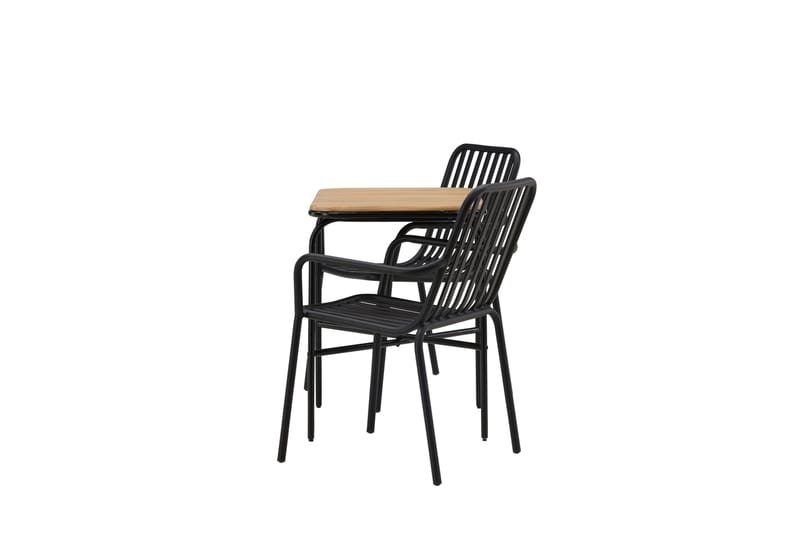 Holmbeck Caféset 70 cm + 2 st Peking Karmstolar - Svart/Brun - Utemöbler - Balkong - Balkongmöbler - Balkonggrupper