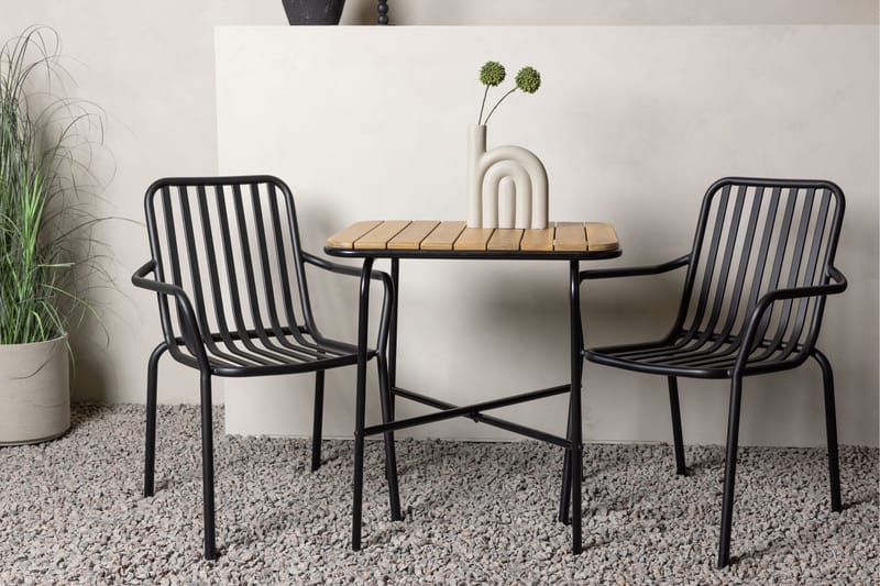 Holmbeck Caféset 70 cm + 2 st Peking Karmstolar - Svart/Brun - Utemöbler - Balkong - Balkongmöbler - Balkonggrupper