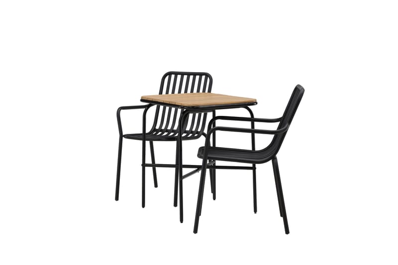 Holmbeck Caféset 70 cm + 2 st Peking Karmstolar - Svart/Brun - Utemöbler - Balkong - Balkongmöbler - Balkonggrupper