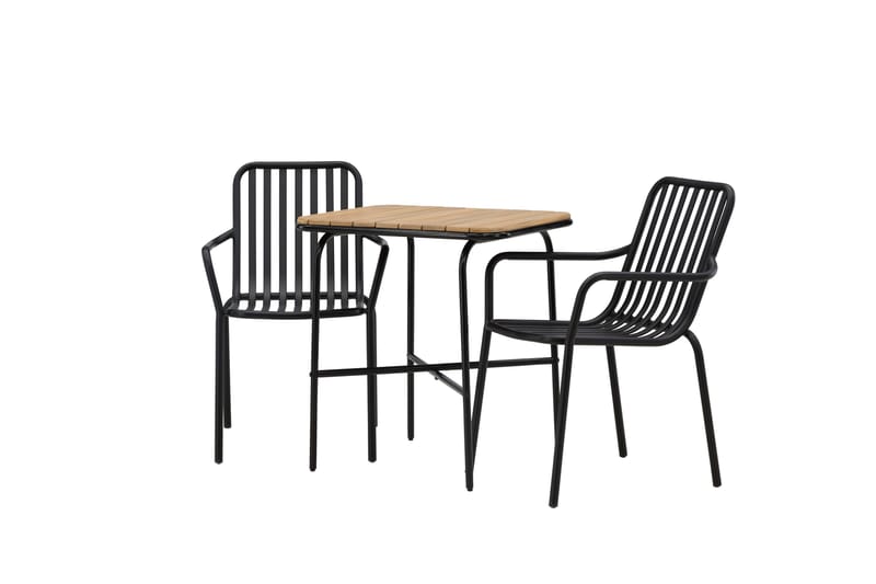 Holmbeck Caféset 70 cm + 2 st Peking Karmstolar - Svart/Brun - Utemöbler - Balkong - Balkongmöbler - Balkonggrupper