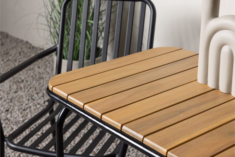 Holmbeck Caféset 70 cm + 2 st Peking Karmstolar - Svart/Brun - Utemöbler - Balkong - Balkongmöbler - Balkonggrupper