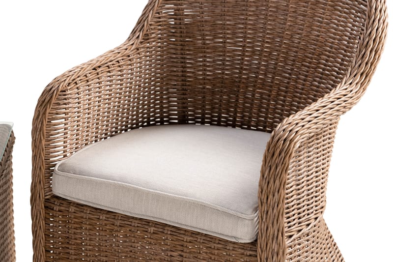 Marcus Caféset med 2 Light Fåtöljer m Dyna - Natur - Utemöbler - Balkong - Balkongmöbler - Balkonggrupper