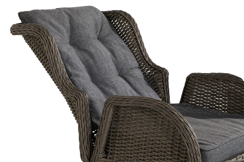 Marcus Caféset med 2 Reclinerfåtöljer Utomhus m Dyna - Grå - Utemöbler - Balkong - Balkongmöbler - Balkonggrupper